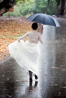 wedding dress, umbrella
